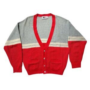 70s Vintage colorblock cardigan sweater preppy stripe varsity Cooper Monsieur.